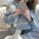 thumbnail image 4 of Pijamas informales de manga larga para mujer, ropa de dormir, pantalones de Color sólido, conjuntos de 2 piezas, ropa de casa, ropa de noche, 4 of 4