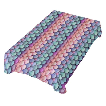 

JSTEL Mermaid Gradient Color Table Cloth Rectangle 60 x 90 Inch Tablecloth Anti Wrinkle Table Cover for Dining Kitchen Parties