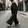 thumbnail image 4 of KIHOUT Womens Wide Leg Sweatpants High Waisted Casual Pants Elastic Waistband with Pockets Loose Fit Baggy Solid Color Plain Trousers for Women, 4 of 8