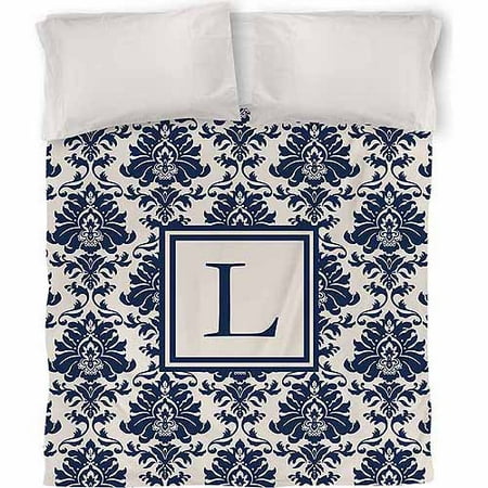 IDG Damask Monogram Duvet Cover, Blue