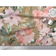 thumbnail image 2 of Soimoi Green Poly Georgette Fabric Leaves & Magnolia Floral Decor Fabric Printed Yard 42 Inch Wide, 2 of 5
