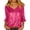 501_Hot Pink, variant on Sequin 3/4 Sleeve Tops for Women Full Fashion T Shirts Sparkle V Neck Womens Clothing Disco Ladies Tops And Blouses Black