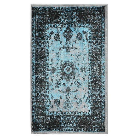 Studio Collection Vintage Mahal Allover Design Traditional Persian Area Rug Rugs 2 Different Color Options  (Mahal Silver Grey / Aqua Blue, 2 x 3)