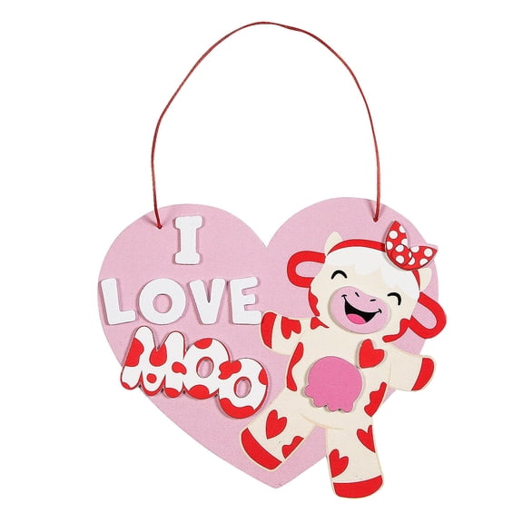 Fun Express Valentine's Day I Love Moo Sign Craft Kit 12 Piece