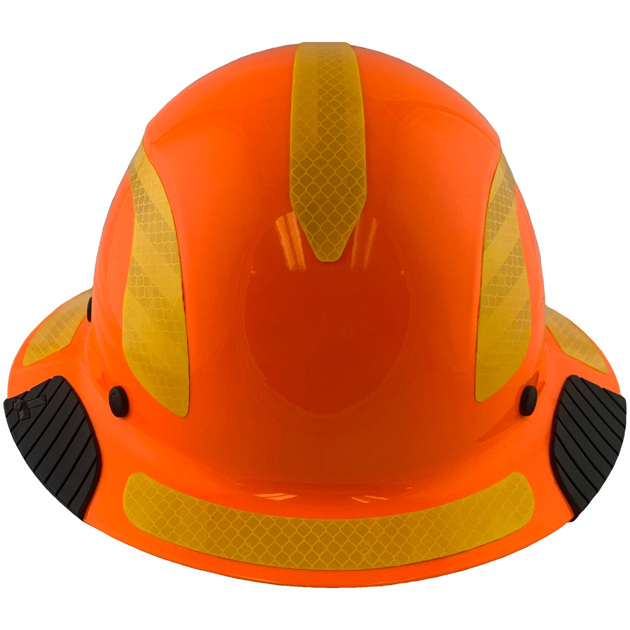 DAX Fiberglass Composite Hard Hat - Full Brim High-Viz Orange with Reflective Yellow Decal Kit Applied