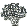 thumbnail image 1 of Flower Bouquet In Basket Brooch-Pin Gray & White Metal With Bead Accents LQP449, 1 of 2