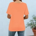 thumbnail image 5 of HomeDM Short Sleeve Shirts for Women Solid Color Crew Neck Casual Summer Loose Fit Tops, Orange, 5 of 8
