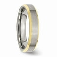 thumbnail image 4 of Stainless Steel Beveled Edge 5mm Matte Brushed Finish / Yellow IP-plated Plain Classic Wedding Band Ring Comfort-Fit Size 8, 4 of 7