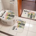 thumbnail image 5 of Welcome Pink Tulip Flower Bathroom Rugs Set Glass Bottles Butterfly Non Slip Absorbent Soft Bath Mats 3 Piece Set with Bathroom Rug, U-Shaped Floor Mat, Toilet Seat Cover Large Size, 5 of 9