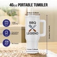 thumbnail image 2 of 3dRose, The words BBQ Legend with a pic of barbecue tools, 40oz Tumbler, 2 of 7