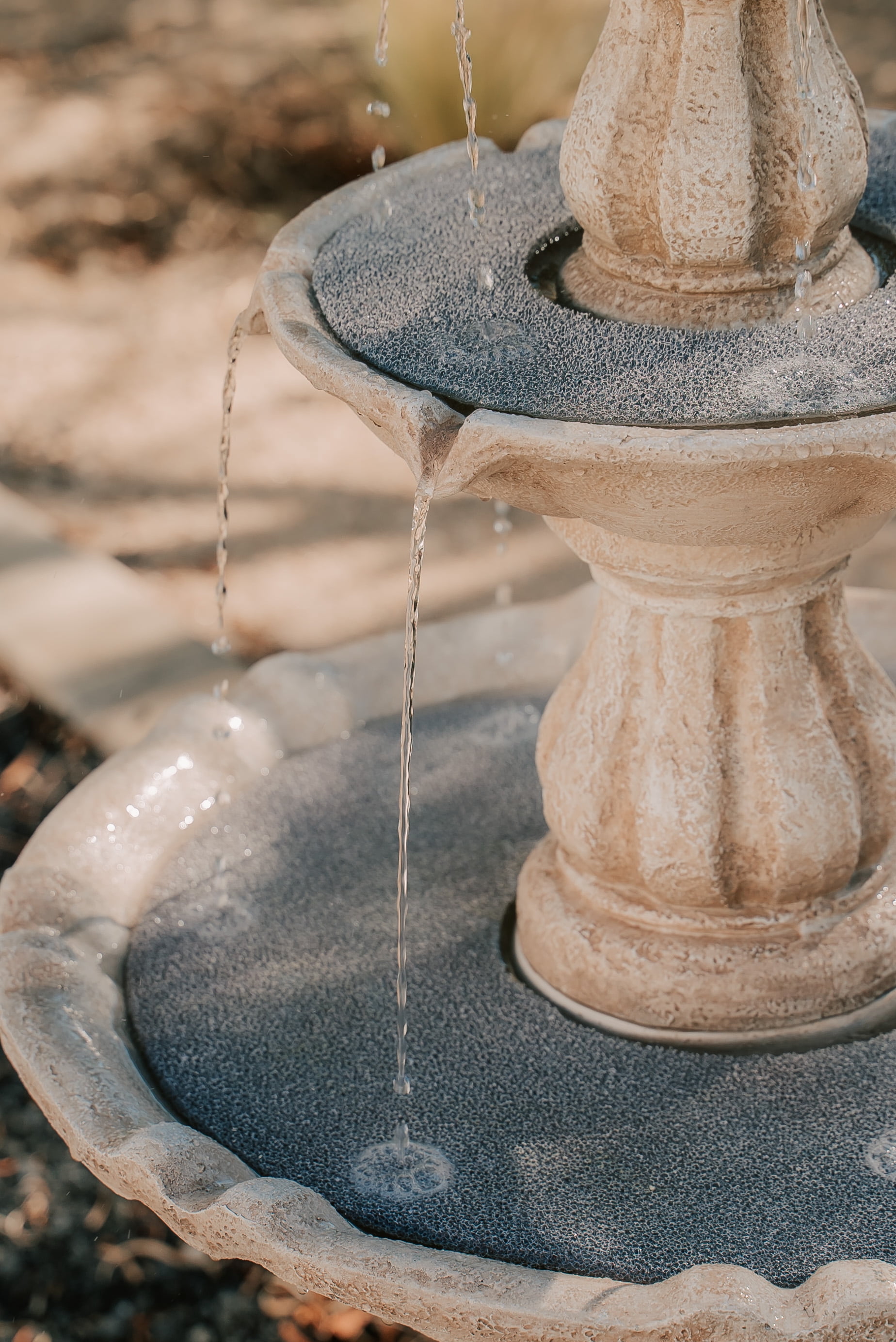 XBrand 51"H Fiber Resin Beige 3-Tier Freestanding Waterfall Fountain, Outdoor Garden, Yard, Lawn, Porch Décor
