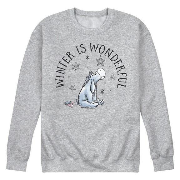 Disney Winnie The Pooh - Eeyore Winter Is Wonderful Christmas - Men's Crew Neck Fleece Pullover