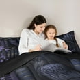 thumbnail image 5 of Feelyou Black Magic Crow Full Size Comforter Sets for Kid, Dreamy Purple Flower Bedding Comforter Set, Western Tribal Damask Reversible Bedding Sets, Breathable Home Decor, 3-Piece, 5 of 8