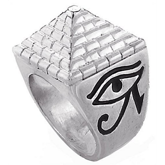 Mens Silver Tone Full Metal Eye of Horus Pyramid Ring (11)