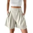 thumbnail image 2 of Patlollav Trendy Shorts Summer Womens Solid High Waisted Wide Leg Casual Pleated Shorts with Pocket, 2 of 6