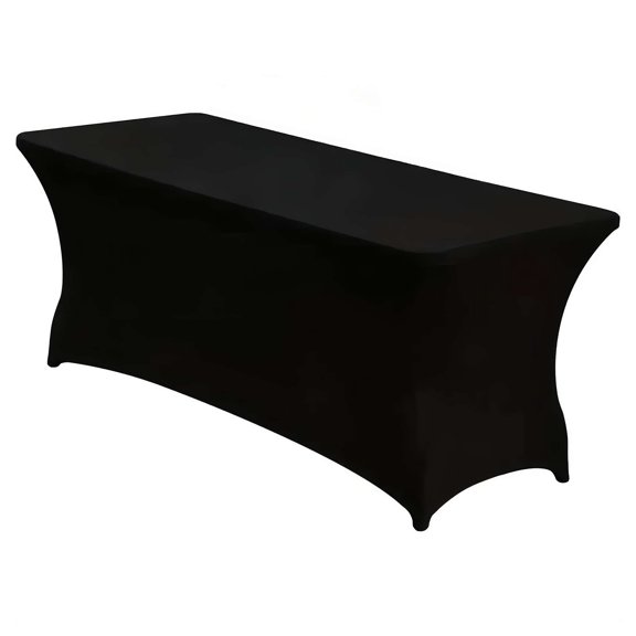 Way To Celebrate Black Stretch Fitted Table Cover, 71.7 in