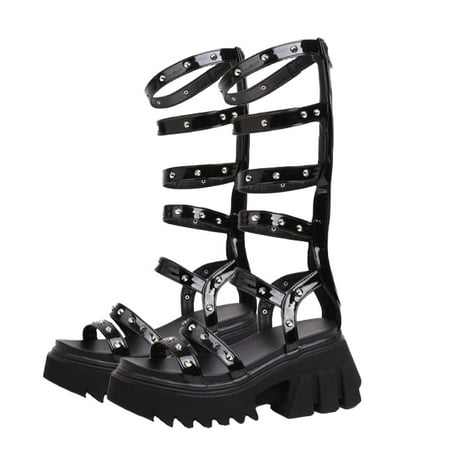 

Rosarivae 1Pair Summer Thick-soled Sandals Stylish Hollow-out Sandals for Women Black