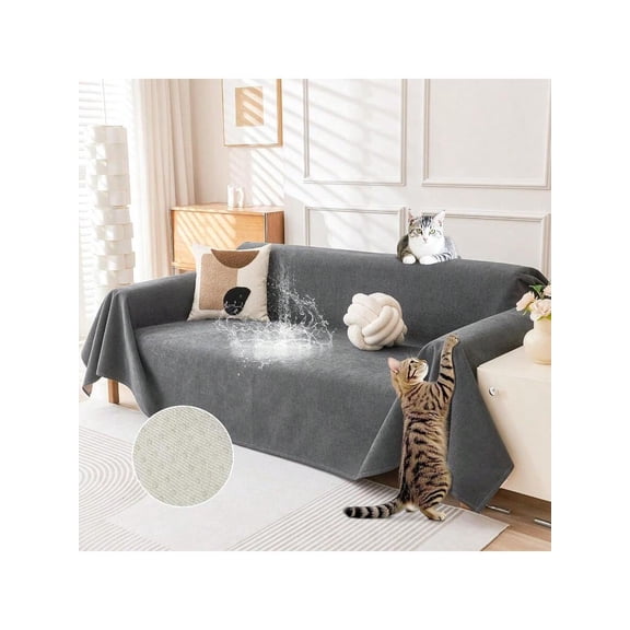 CatScratch Resistant Couch Cover Waterproof Sofa Cover For 3 Cushion Couch Washable Pet Friendly Couch Protectors Anti Thickened Love Seat Covers For Dogs Pets 71 X 118 Grey