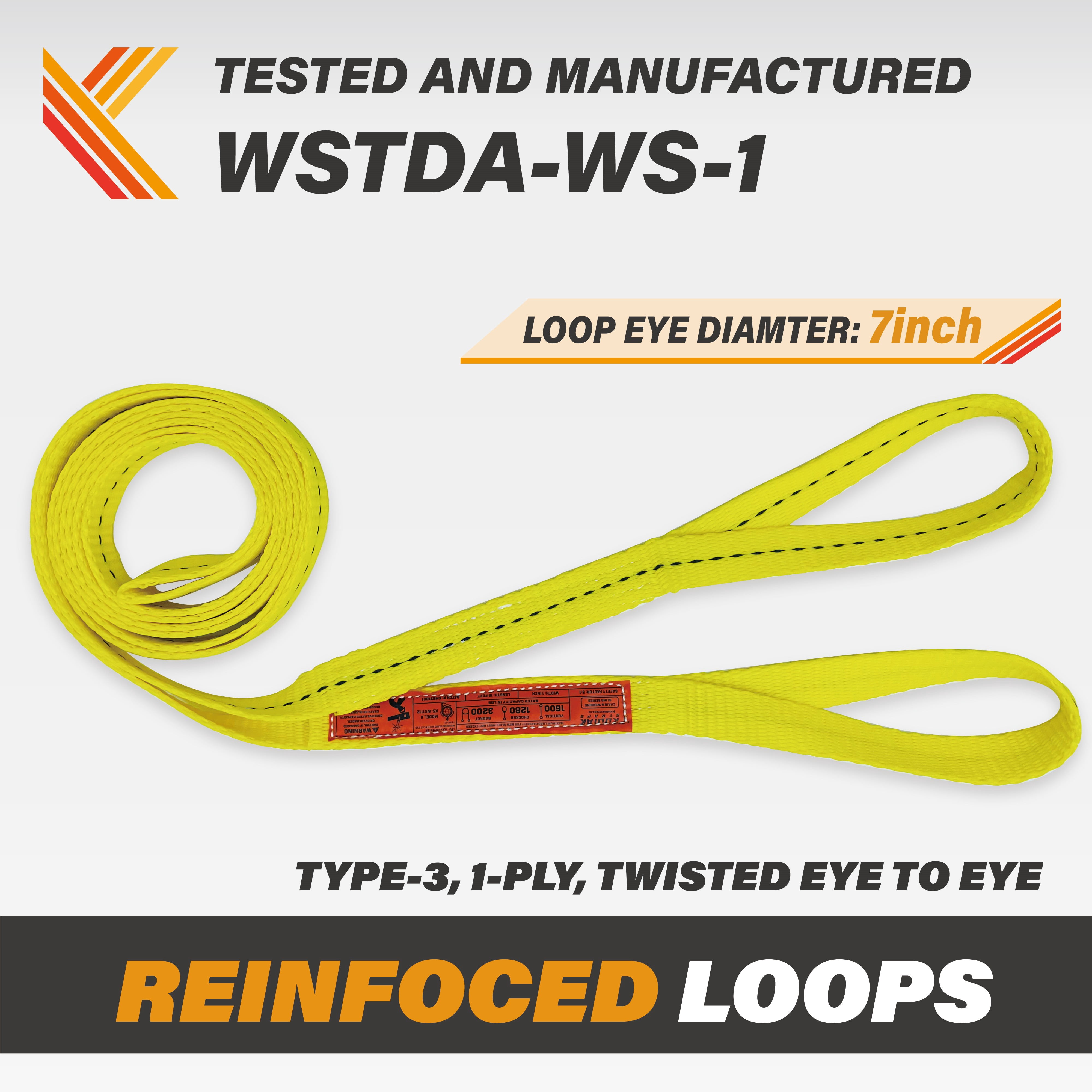 1-Ply Webbing Sling 1”x 20ft Lifting Straps 2Pack Heavy Duty Web Strap Rigging Moving Towing Hoisting Gear KODIAK STRAPS