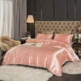 thumbnail image 2 of Move Over Pink Satin Bedding Sets Twin Silky Girls Duvet Cover Set White Pom Poms Pattern Satin Microfiber No Filling, 2 of 10
