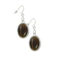 thumbnail image 3 of Delight Jewelry Silvertone Oval - Imitation Cat's Eye - Brown - Silver tone Infinity French Earrings, 3 of 4