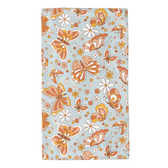 Honeii Retro Floral Butterfly Print Quick-Dry Microfiber Towel, Shower Towel 27.5x16in,Absorbent Bathroom Towel for Beach, Pool, and Travel