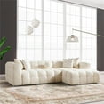 thumbnail image 2 of Phoenix Mid Century Living Room Puffy Sectional Fabric Sofa in Ivory Boucle, 2 of 6