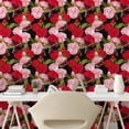 thumbnail image 2 of Ambesonne Floral Peel & Stick Wallpaper for Home, Red Pink Roses Butterflies, 13"x100", Dark Coral and Green Brown, 2 of 5