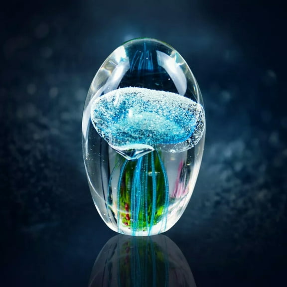 GKNET Blue jellyfish crystal Laser engraving Sea Creatures Housing Decoration