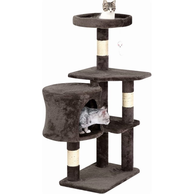 Cat Tree Scratching Toy Activity Centre Cat Tower Cat Condo Multi-Level Furniture Scratching Posts for Indoor Cats (Dark Gray, 36 inch)