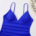 thumbnail image 3 of Swimsuit Women Sexy Sling One-piece Solid Bikini Bottoms Beachwear Swimwear #2 Blue, 3 of 6