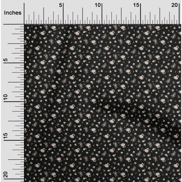 oneOone Cotton Cambric Fabric Leaves & Flower Floral Printed Craft Fabric BTY 56 Inch Wide