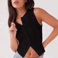 thumbnail image 5 of Bxsruta Women's Ribbed Knit Sleeveless Button Down Cropped Tank Top Casual Fitted Crew Neck Blouse, 5 of 8