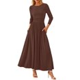 thumbnail image 1 of Vestido largo PRETTYGARDEN para mujer, manga larga, primavera, color café, 1 of 9
