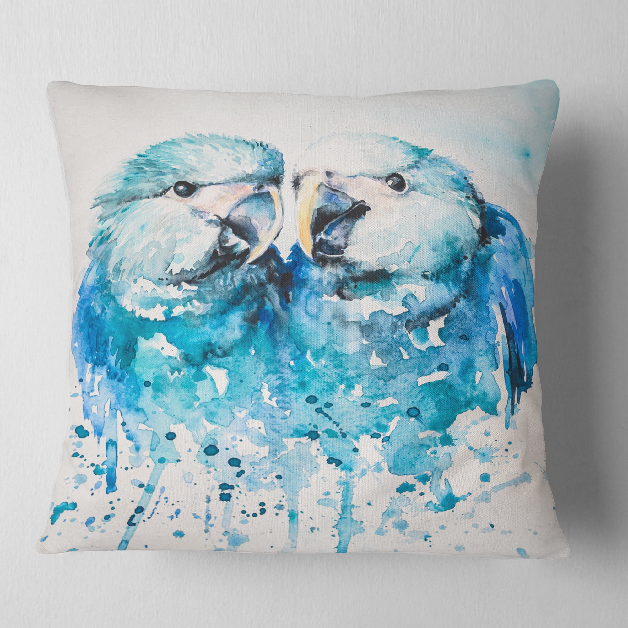 Designart Spix s Macaw Watercolor - Abstract Throw Pillow - 16x16