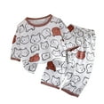 thumbnail image 2 of Bysome Toddler Boy Outfit Size 18 Months-24 Months Kids Girls Pajamas Set Long Sleeve Sleepwear Loungewear Pjs Pullover Tops Pants Outfits Brown Boy Outfit Set, 2 of 3