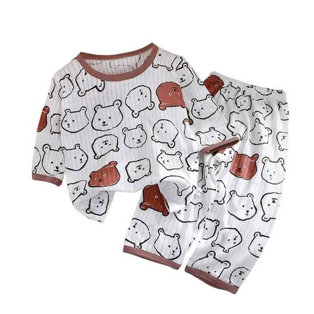 Ensemble de Pyjama pour Bébé à Imprimé Animal, Haut à Col Rond à Enfiler, Pyjama de Printemps et d'Automne, Pyjama pour Garçons 6-12 Mois