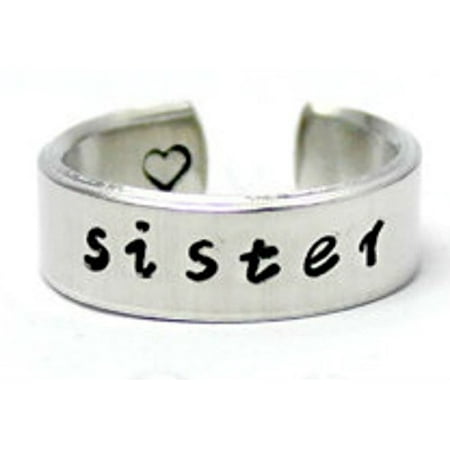 Sister Ring with Heart, Sisters Best Friends Aluminum Cuff Rings, Love