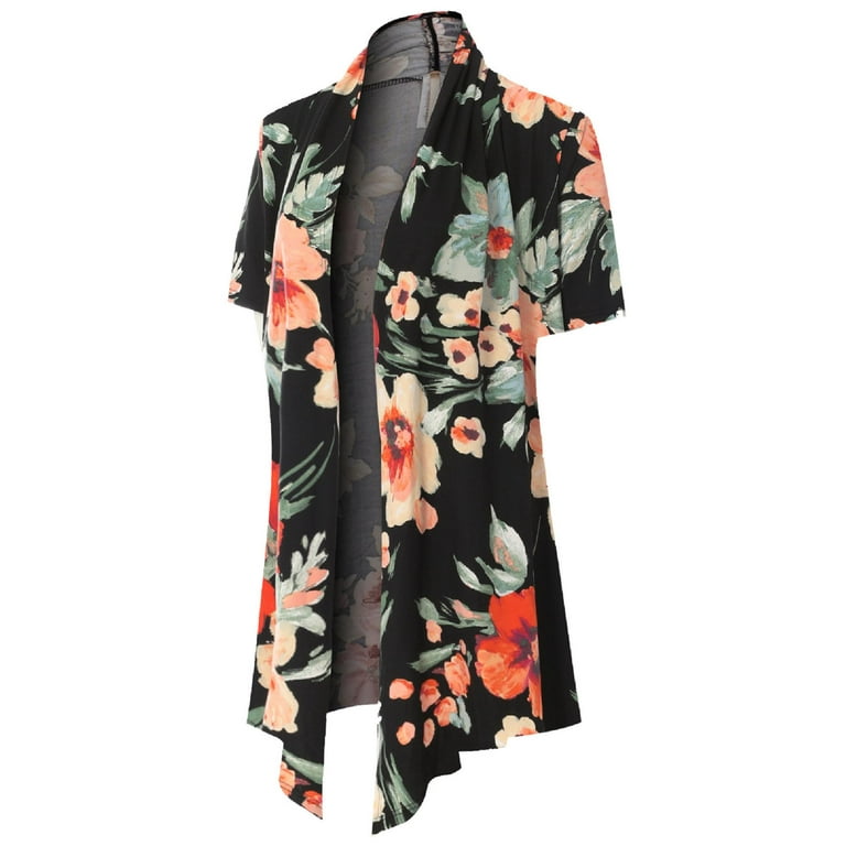 在庫処分 激安 食品 MixMatchy Women's Floral Pattern Lightweight Front Open 健康家電