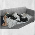 thumbnail image 6 of Guitar Soft Flannel Fleece Blanket, Composition of a Bird on a Musical Instrument with a Tree on the Back, Cozy Plush for Indoor and Outdoor Use, 70" x 90", Charcoal Grey and White, by Ambesonne, 6 of 6