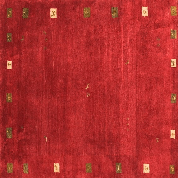 Ahgly Company Indoor Square Abstract Orange Contemporary Area Rugs, 7' Square