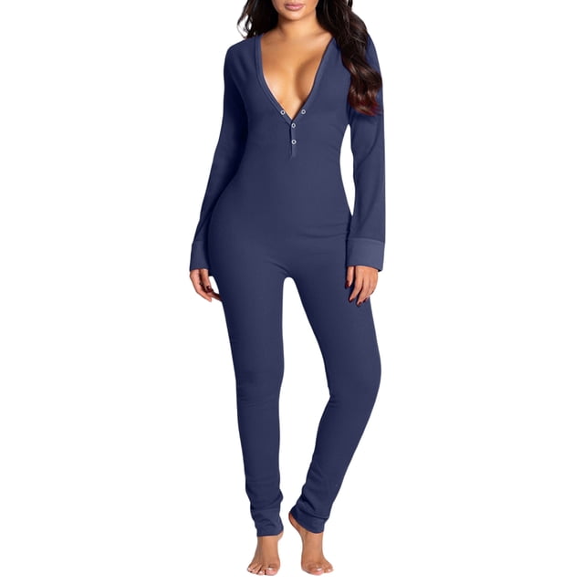 Txlixc Pijama femenino, pijama de Navidad, impresión de cuello V de manga larga Txlixc moda