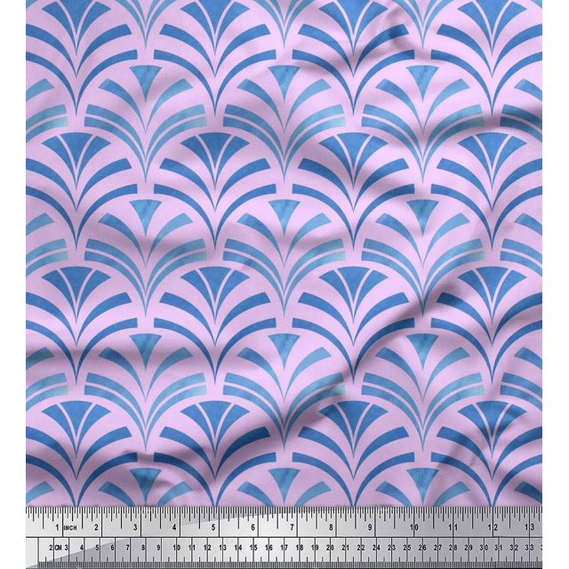 Soimoi Cotton Poplin Fabric Scales Geometric Decor Fabric Printed Yard 56 Inch Wide