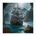 thumbnail image 4 of WYYP Pirate Ship Lantern Fireplace Square Tablecloth Waterproof 100% Polyester Fiber 52*52, 4 of 8