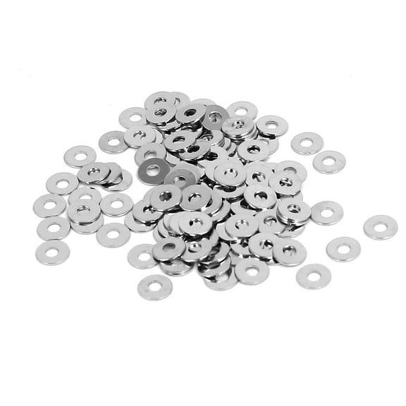 M1.4 x 4mm x 0.3mm Nickel Plated Flat Washers Spacers Gaskets Fastener 100Pcs