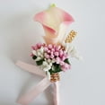 thumbnail image 2 of Ramillete de cala Flores Novio Hombres Boutonniere Novia Ramilletes de boda Boutonnieres rosa melocotón, 2 of 7