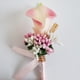 thumbnail image 2 of Plantas artificiales de cala con boutonniere de flores artificiales de diamantes de imitación rosa melocotón, 2 of 7