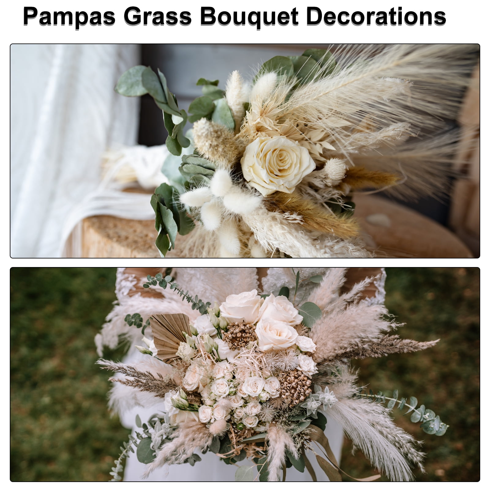 Uxcell Pampas Grass Decor, Artificial Faux Dried Grass Flower Blue