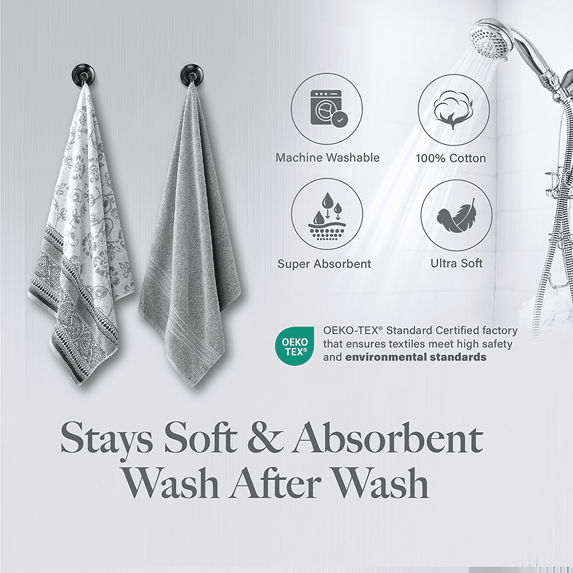 Modern Threads Ophelia 6-Piece Cotton Adult Bath Towel Set, Dark Sage