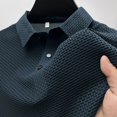 thumbnail image 2 of Men's Polo Shirt, Quick Dry Short Sleeve Golf Shirt, Beer Belly Collared Textured Shirt, Button-Up Collar, Elastic Knit Material, Lightweight and Breathable, Solid Color Casual and Sports Wear, 2 of 8